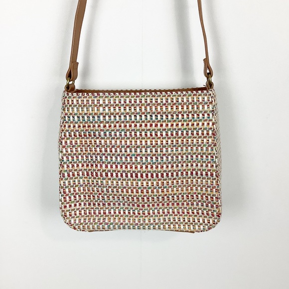 Fossil Bags Fossil Multicolored Vegan Leather Woven Straw Crossbody